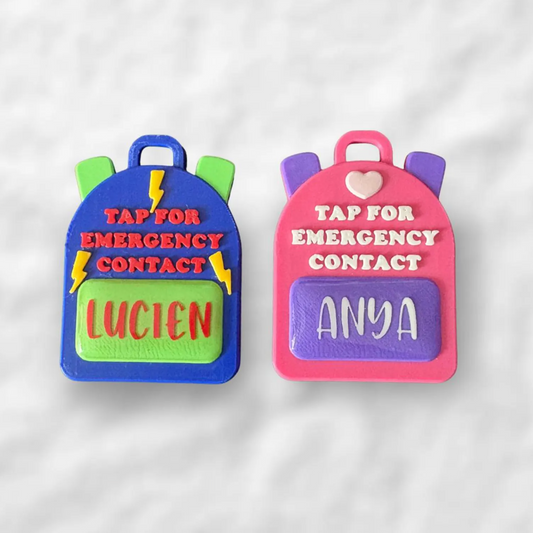 Emergency Contact Backpack Tags